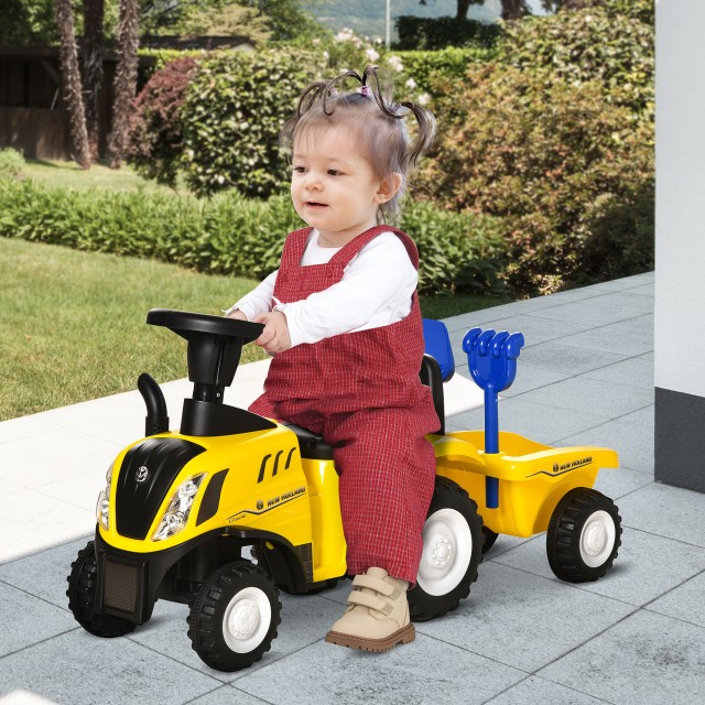 Παιδικό τρακτέρ HOMCOM Ride-on με τρέιλερ, τσουγκράνα και φτυάρι 12...