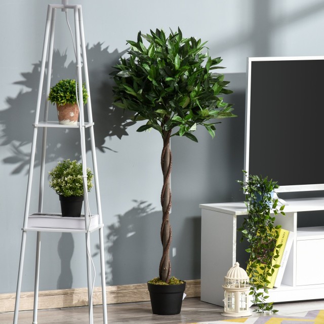 Outsunny Σετ 2 ψεύτικα φυτά δάφνης σε γλάστρα ύψους 120 cm για εσωτερικούς και εξωτερικούς χώρους 844-364