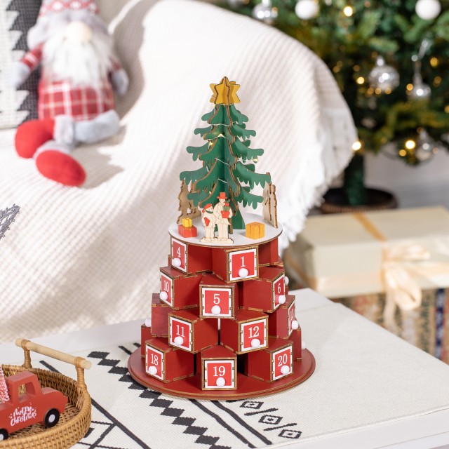 Christmas Cone Advent Calendar με 10 Φωτάκια LED 22 x 22 x 35 cm HOMCOM 830-520V00MX