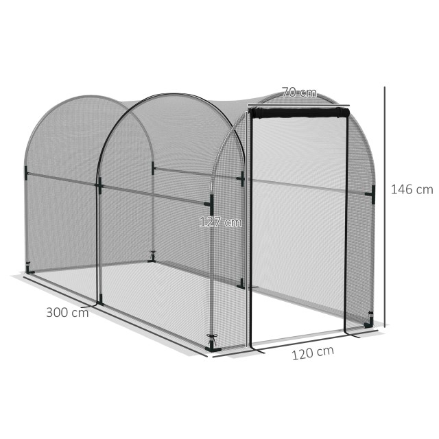 Outsunny Tunnel Net Plant Θερμοκήπιο με Αρθρωτή Πόρτα, 1,2x3x1,5m, Μαύρο 84H-024V01BK