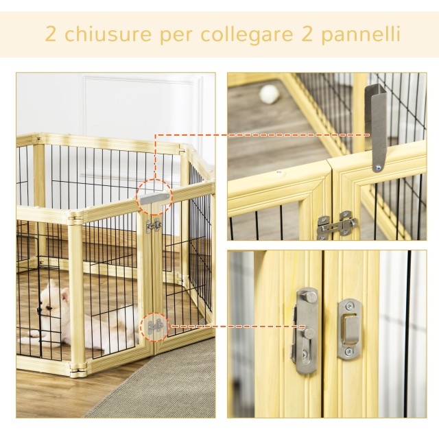 PawHut Dog Box, Pet Run, 6 πάνελ με πόρτα και διπλά μάνδαλα, 70x62cm D06-126ND