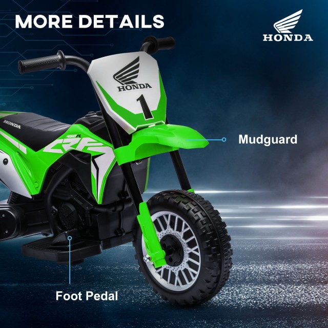 HOMCOM Ηλεκτρική μοτοσυκλέτα για παιδιά με άδεια Honda CRF450RL 3 Τροχοί, ηλικία 18-36 μηνών, πράσινο 370-298V90GN