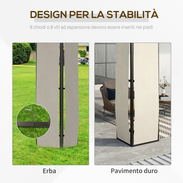 Outsunny Garden Gazebo 3,65x3m με στέγη από πολυανθρακικό 2 επιπέδων, ατσάλι και αλουμίνιο, καφέ 84C-309