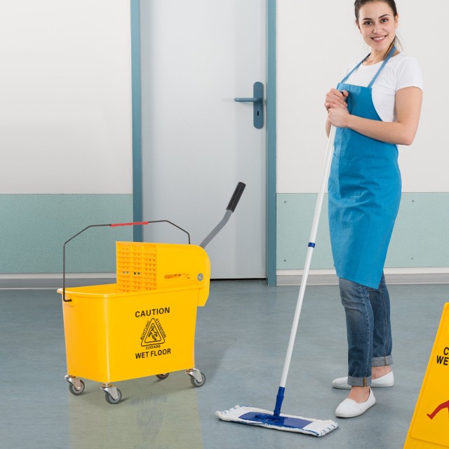 Κάδος HomCom Cart 20L με διαχωριστή νερού και αποσπώμενο στριφτάρι σε PP, 60x27x70,5cm 720-002