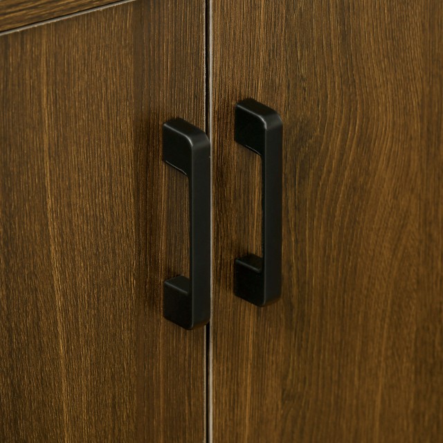 HOMCOM Ντουλάπι με Δύο Πόρτες από MDF με Κορυφή σε Tempered Glass, 82x30x98 cm, Καφέ και Μαύρο 838-266V00CF