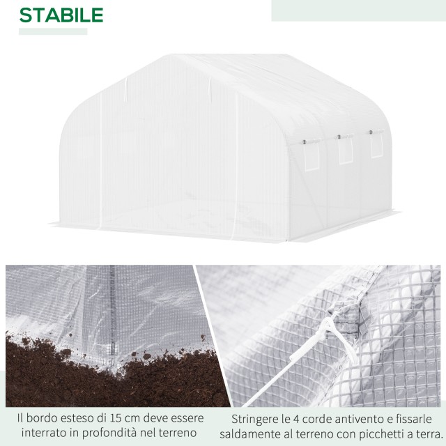 Outsunny PE Tunnel Garden Greenhouse with Iron Pipes, 4,5x3m, Λευκό 845-070