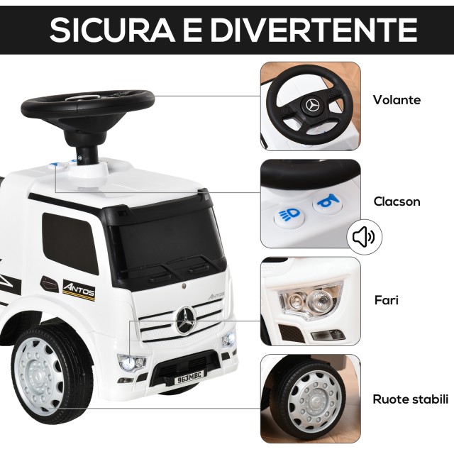 HOMCOM Mercedes Push Car for Children με τιμόνι Et? 12-36 μηνών, Λε...