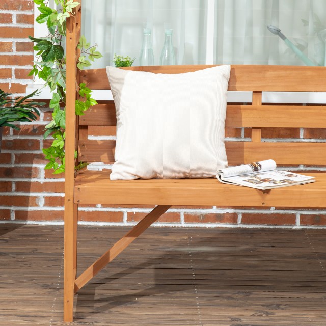 Πάγκος κήπου Outsunny Fir Wood με διακοσμητικό τόξο για φυτά και γλ...