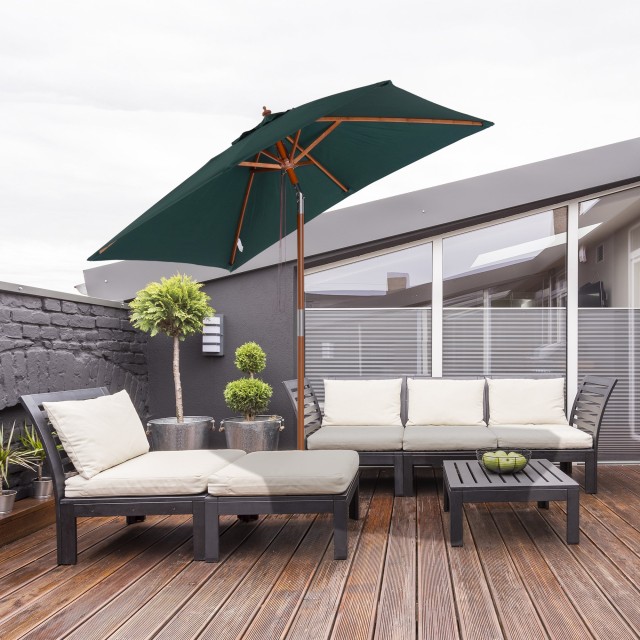 Outsunny ορθογώνια ομπρέλα μπαμπού και Polyester, Anti-UV Green 2x1...