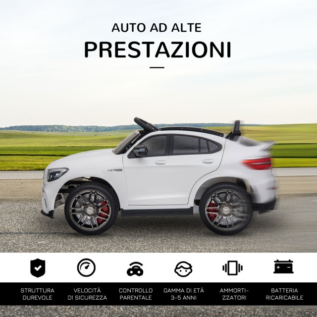 HOMCOM Mercedes Electric Ride-On Toy Car για παιδιά 3-5 ετών με ζώνη ασφαλείας και τηλεχειριστήριο, λευκό 370-074V90WT