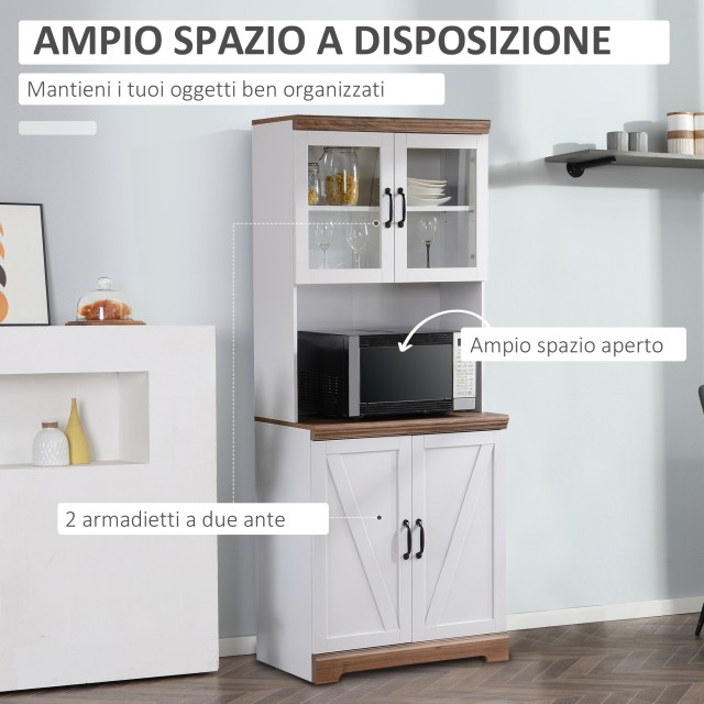 HOMCOM MDF Kitchen Island με 2 πόρτες επάνω και κάτω ντουλάπι και πάγκο εργασίας, 80x39,5x176 cm 835-394