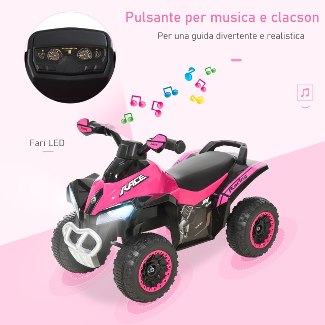 HOMCOM Quad for Kids Push Ride με Φώτα και Ήχους, 18-36 μηνών 370-0...