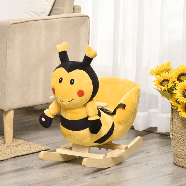 HomCom Wooden Rocking Horse Bee για Παιδιά 60 x 33 x 45 cm Κίτρινο ...