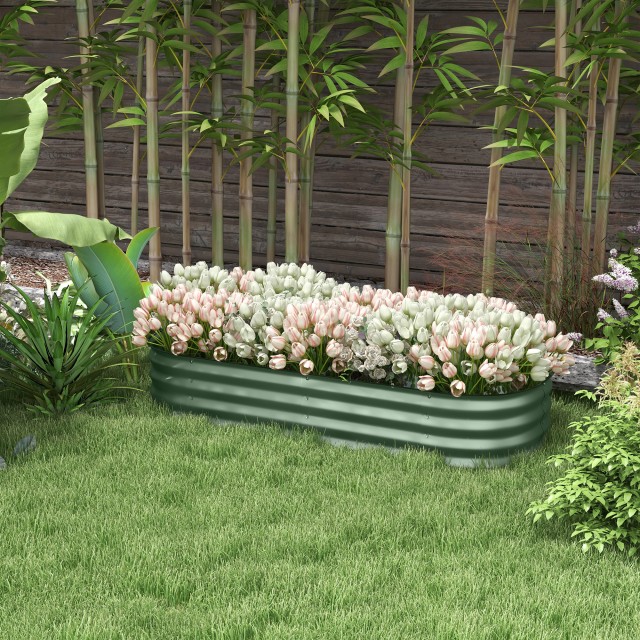 Outsunny Modular υπερυψωμένο κρεβάτι κήπου 150x62x30cm από γαλβανισμένο ατσάλι με ανοιχτό πάτο, πράσινο 845-981V01GN
