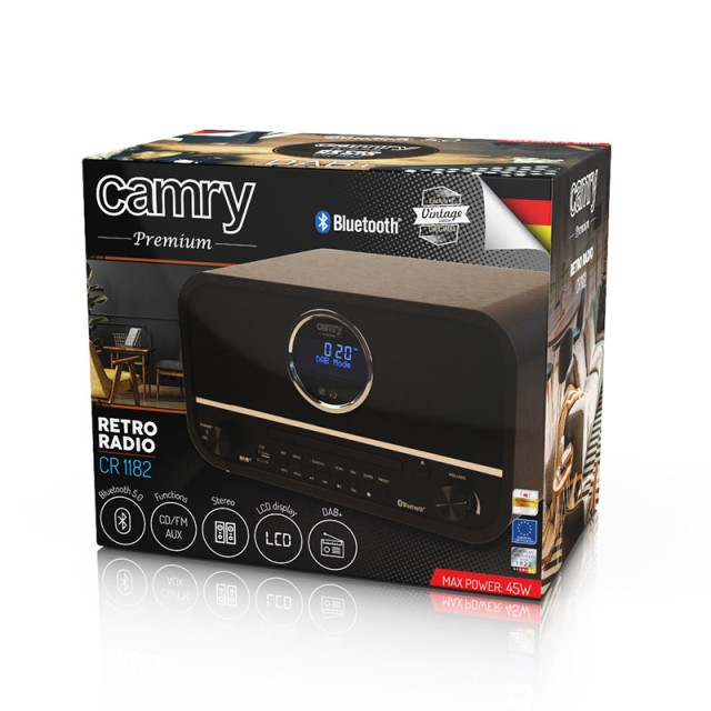 Ραδιόφωνο Retro με LCD Οθόνη και Bluetooth Camry CR-1182
