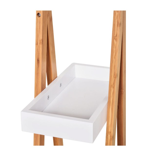 Ραφιέρα Μπάνιου από Μπαμπού με 3 Ράφια 30 x 18 x 81 cm Χρώματος Λευκό Kleankin 834-100V01WT
