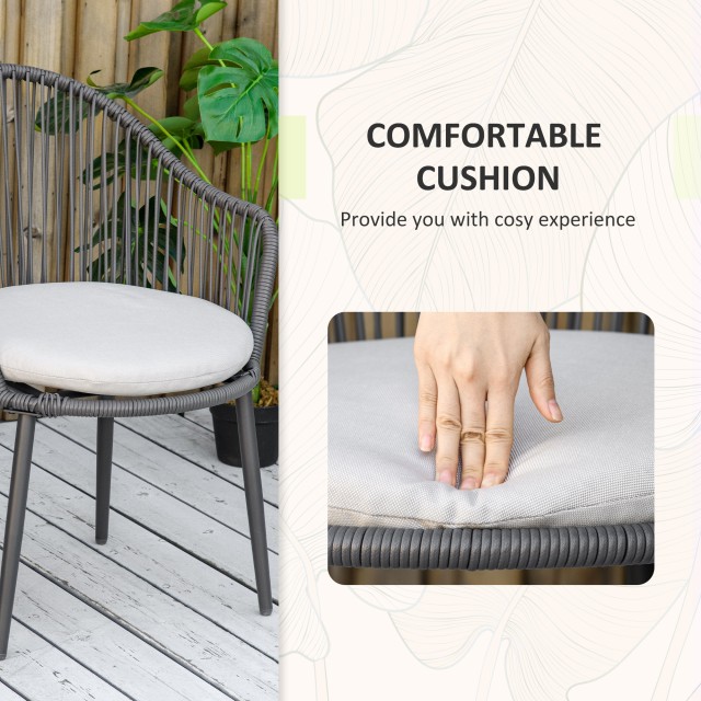 Outsunny Rattan Garden Lounge με 2 πολυθρόνες με μαξιλάρια και γυάλινο τραπεζάκι σαλονιού, γκρι 863-137V00CG
