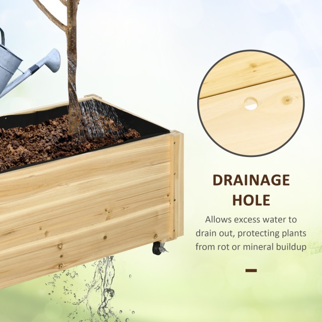 Outsunny Garden Planter με τρύπα αποστράγγισης και ρόδες, σε ξύλο ελάτης, 89x48x47 cm 845-910V00ND
