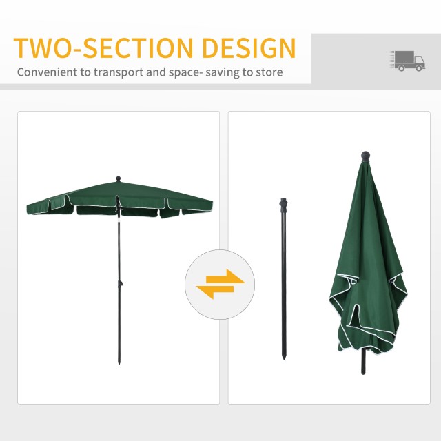 Outsunny ορθογώνια ομπρέλα κήπου 2x2,4 m με ρυθμιζόμενη κλίση και κ...