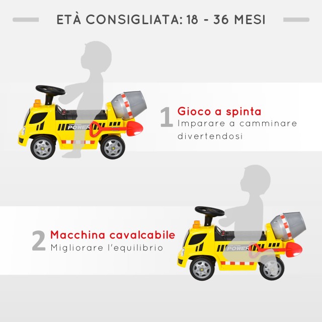 HOMCOM Ride-on Baby Car Et 18-36 Μηνών - Κίτρινο 370-186
