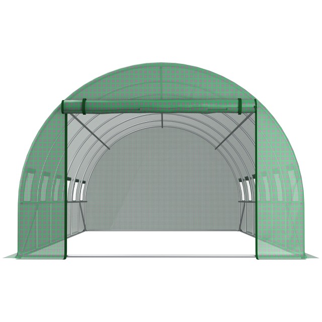 Κάλυμμα θερμοκηπίου PE Outsunny με 12 παράθυρα 6x3x2 m, πράσινο 845-382GN
