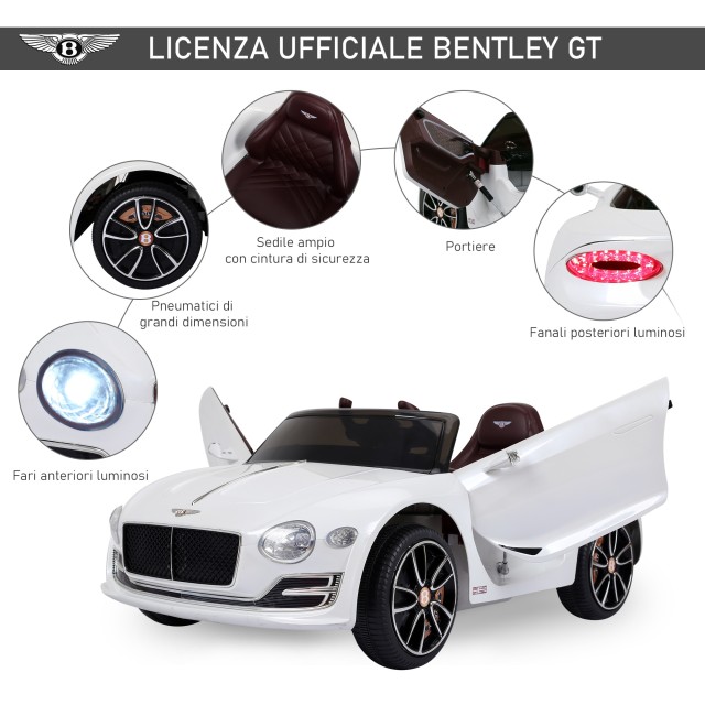 HOMCOM Electric Car Model Bentley για Παιδιά, με πόρτες, 108x60x43cm, Λευκό 370-045