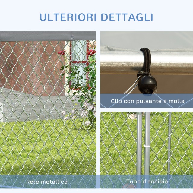 PawHut Large Dog Run με υφασμάτινη οροφή Oxford Proof UV, 2,1x1,85x1,5m, ασημί και γκρι D02-181V04SR