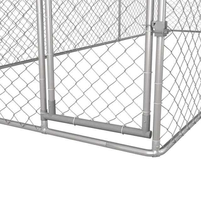 PawHut Outdoor Dog Kennel με αδιάβροχη οροφή από ύφασμα και ατσάλι Oxford, 6x2,3x2,3 m, ασήμι D02-179V02SR