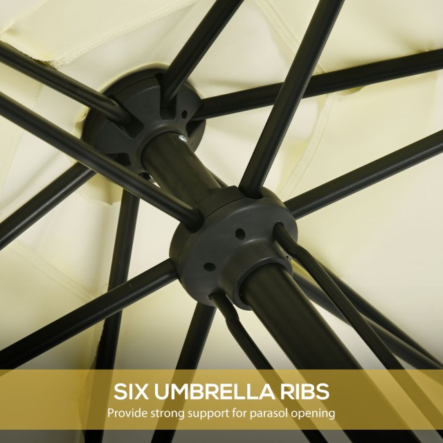 Outsunny Garden Parasol από πολυεστέρα και μέταλλο με ανακλινόμενο ...