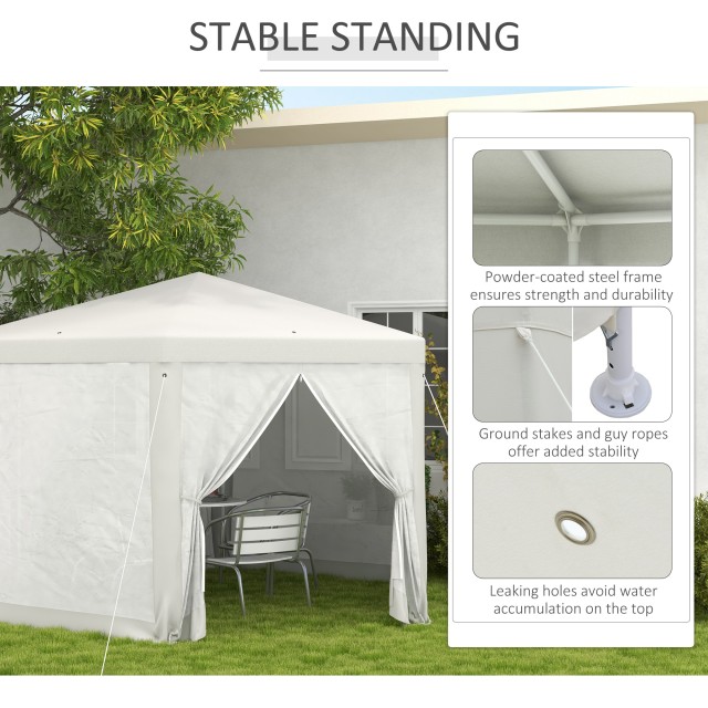 Outsunny Hexagonal Garden Gazebo με Διπλή Είσοδο, σε Μέταλλο και Πολυεστέρα, 3,94x3,94x2,5 m, Κρέμα 84C-044V02CW