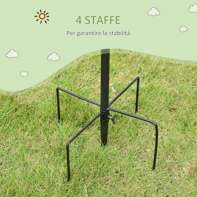 PawHut Bird Feeder με 6 γάντζους και 4 ατσάλινα δοχεία φαγητού, 58x58x226 cm D11-006BK