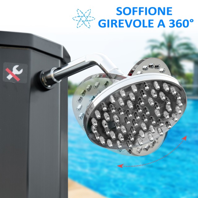 Outsunny Outsunny Outdoor Solar Θερμαινόμενο Ντους 55° με δοχείο και μίξερ 35 λίτρων, μαύρο A20-240