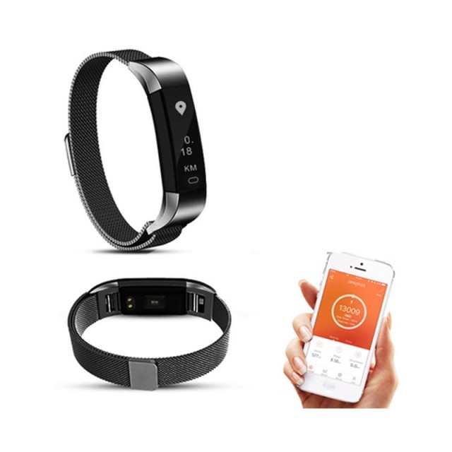 Ρολόι Fitness Tracker Aquarius με Μεταλλικό Λουράκι Χρώματος Γκρι R...