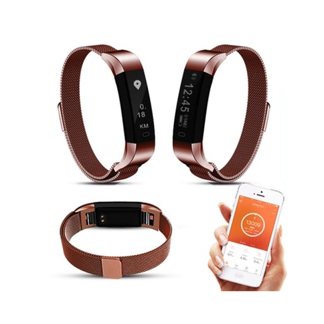 Ρολόι Fitness Tracker Aquarius με Μεταλλικό Λουράκι Χρώματος Bronze...