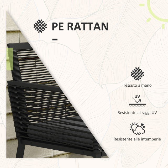 Σετ κήπου Rattan με 2 πολυθρόνες με μαξιλάρια και γυάλινο τραπεζάκι...