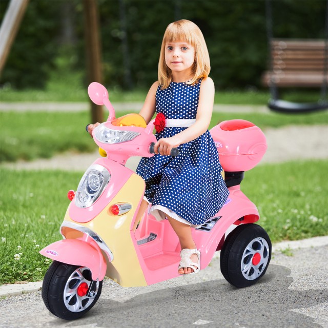 Homcom Scooter για Παιδιά Ηλεκτρικό τρίκυκλο για κορίτσια 6V με φώτα και μουσική, ροζ 370-013