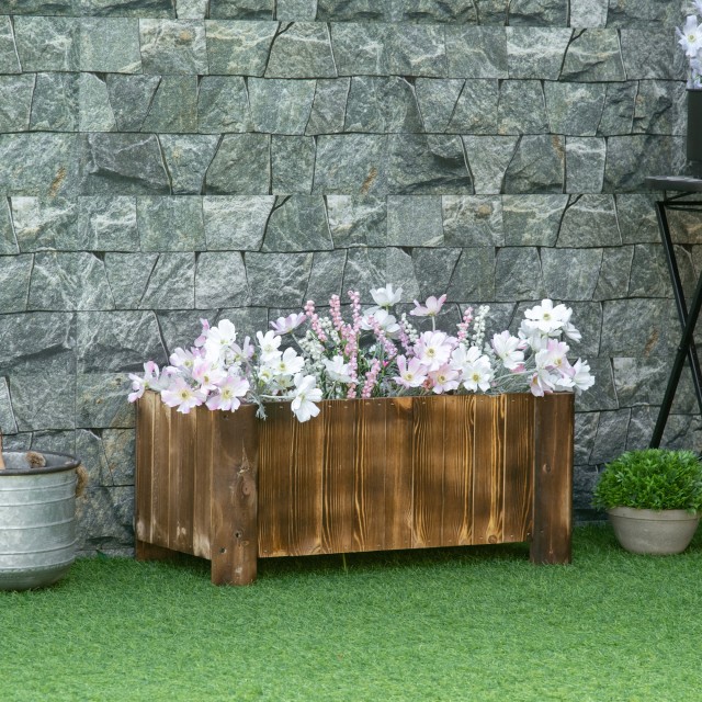 Outsunny Rectangular Planter Box για φυτά σε ξύλο ελάτης, 70x35x30c...
