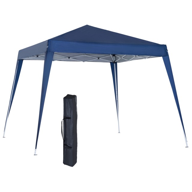 Outsunny Folding Garden Gazebo 2,4x2,4m με Ατσάλινο Κατασκευή και Αντιανεμικά Σχοινιά, Μπλε 840-159BU