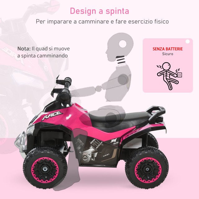 HOMCOM Quad for Kids Push Ride με Φώτα και Ήχους, 18-36 μηνών 370-0...