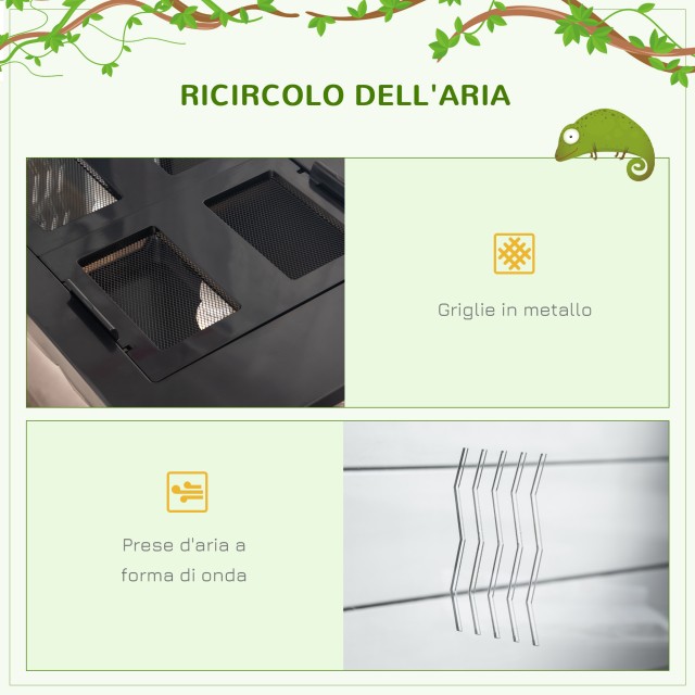 Γυάλινο Ενυδρείο για Ερπετά με Φωτισμό Terrarium 60 x 40 x 40.5 cm PawHut D40-017V90