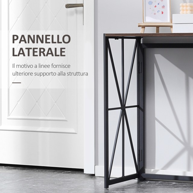 Τραπέζι κονσόλας διαδρόμου HOMCOM Πτυσσόμενο Industrial Style σε ξύλο και μέταλλο, 100x38x80cm, καφέ 837-190BN