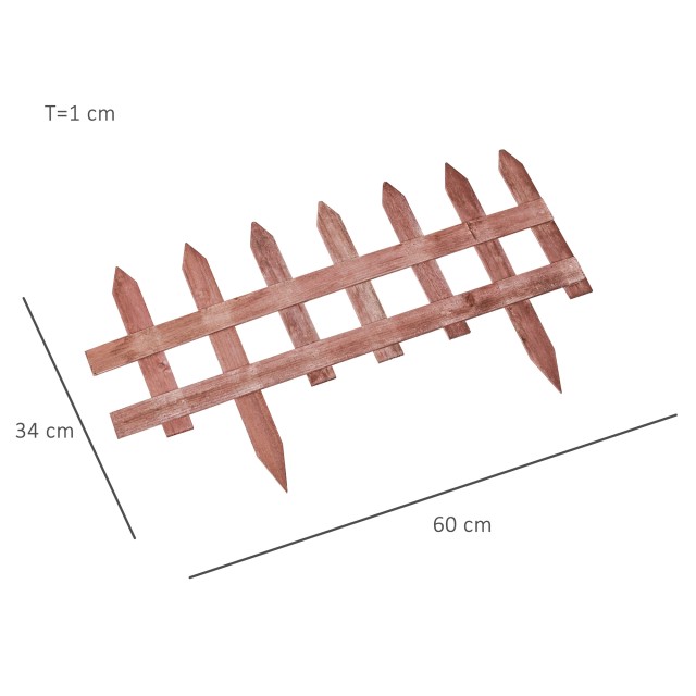 Σετ Ξύλινη Μπορντούρα Κήπου 60 x 1 x 34 cm 12 τμχ Χρώματος Καφέ Ανοιχτό Outsunny 844-463