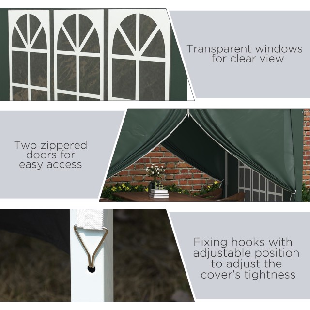Outsunny Gazebo 3x3 m Waterproof Steel Garden με υφασμάτινο κάλυμμα Oxford, πράσινο 84C-430V00GN