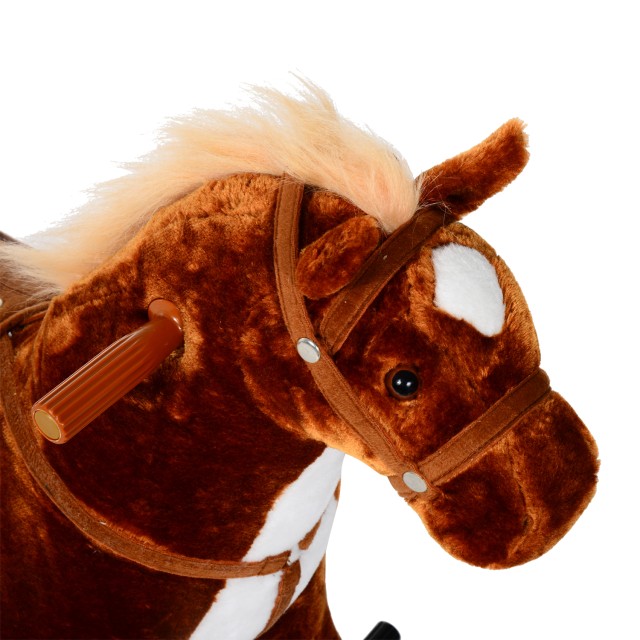 HomCom Ride-on Horse Λούτρινο παιχνίδι με ήχους και ρόδες για παιδιά, καφέ 330-016BN