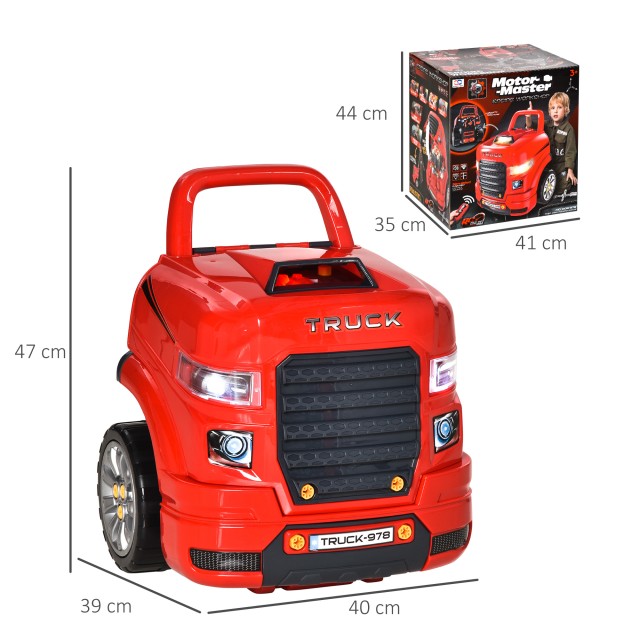 HOMCOM Workshop Toy Truck με μοτέρ και 61 αξεσουάρ για παιδιά 3-5 ε...