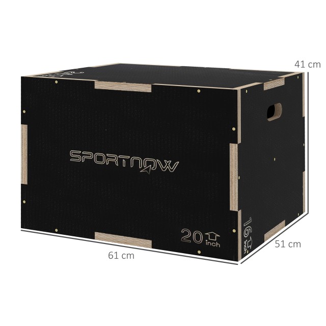 SPORTNOW Plyometric Jump Box σε 3 ύψη σε αντιολισθητικό ξύλο, 61-51...