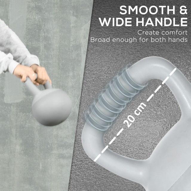 SPORTNOW Kettlebell 12kg σε PVC και μεταλλική άμμο για προπόνηση ώμων και δικεφάλων, 22x22x29 cm, γκρι A91-270V04GY