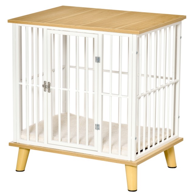 PawHut Indoor Dog House από ξύλο και ατσάλι με αφαιρούμενο και πλενόμενο μαξιλάρι για μικρά σκυλιά D02-069