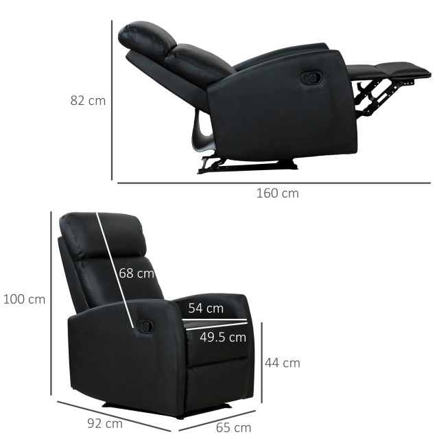 Homcom Εργονομική Ανακλινόμενη Πολυθρόνα Relax σε Eco-Leather, 65x9...