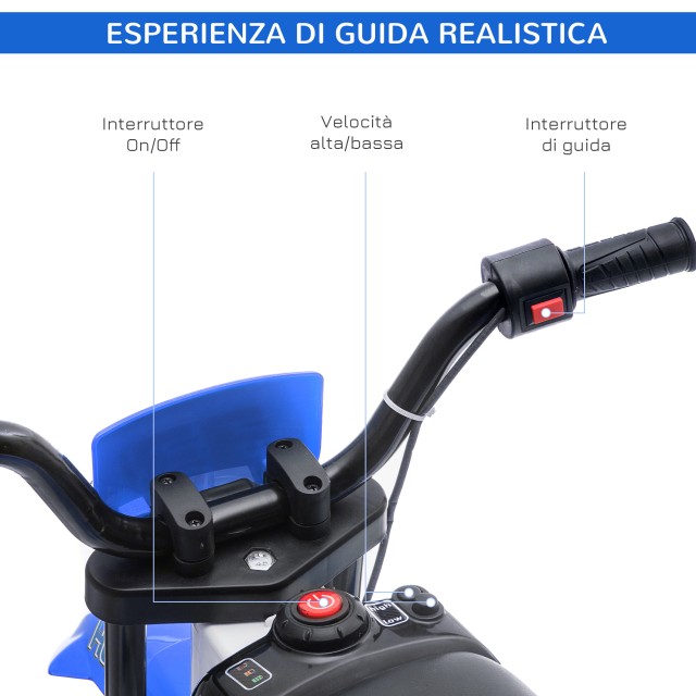 HOMCOM Electric Cross Bike για παιδιά από 3-5 ετών - Μπλε 370-165V90BU